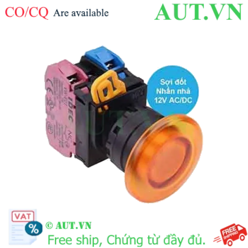 Ảnh của Nút nhấn nhả có đèn IDEC YW1L-M4E11Q6A 12VAC/DC D22 1NO+1NC (Hổ phách)
