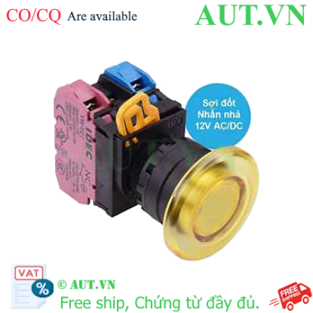 Ảnh của Nút nhấn nhả có đèn IDEC YW1L-M4E11Q6Y 12VAC/DC D22 1NO+1NC (Vàng)
