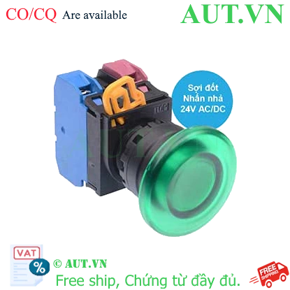 Ảnh của Nút nhấn nhả có đèn IDEC YW1L-M4E11Q7G 24VAC/DC D22 1NO+1NC (Xanh)