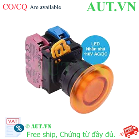 Ảnh của Nút nhấn nhả có đèn IDEC YW1L-M4E11QHA 110VAC D22 1NO+1NC (Hổ phách)