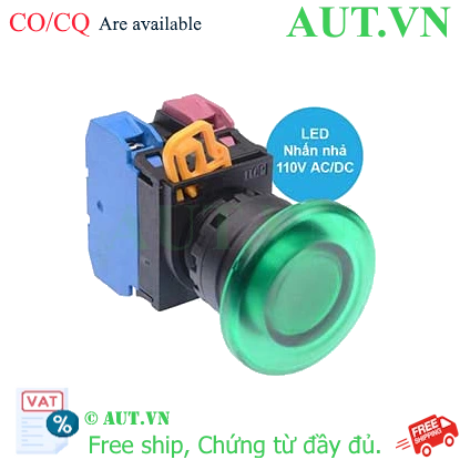 Ảnh của Nút nhấn nhả có đèn IDEC YW1L-M4E11QHG 110VAC D22 1NO+1NC (Xanh)