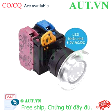 Ảnh của Nút nhấn nhả có đèn IDEC YW1L-M4E11QHPW 110VAC D22 1NO+1NC (Trắng)