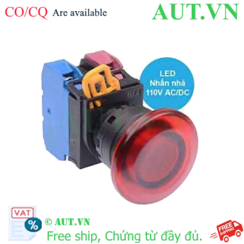 Ảnh của Nút nhấn nhả có đèn IDEC YW1L-M4E11QHR 110VAC D22 1NO+1NC (Đỏ)