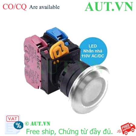 Ảnh của Nút nhấn nhả có đèn IDEC YW1L-M4E11QHW 110VAC D22 1NO+1NC (Trắng)