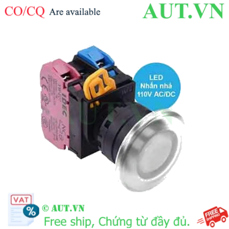 Ảnh của Nút nhấn nhả có đèn IDEC YW1L-M4E11QHW 110VAC D22 1NO+1NC (Trắng)