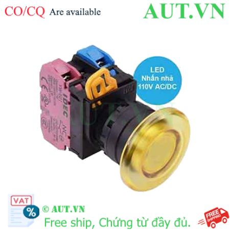 Ảnh của Nút nhấn nhả có đèn IDEC YW1L-M4E11QHY 110VAC D22 1NO+1NC (Vàng)
