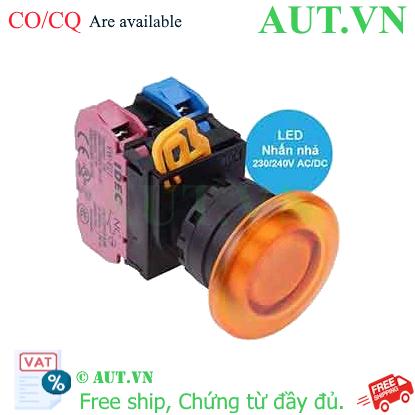 Ảnh của Nút nhấn nhả có đèn IDEC YW1L-M4E11QM3A 220VAC D22 1NO+1NC (Hổ phách)