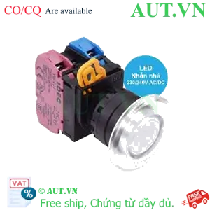 Ảnh của Nút nhấn nhả có đèn IDEC YW1L-M4E11QM3PW 220VAC D22 1NO+1NC (Trắng)