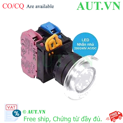 Ảnh của Nút nhấn nhả có đèn IDEC YW1L-M4E11QM3PW 220VAC D22 1NO+1NC (Trắng)