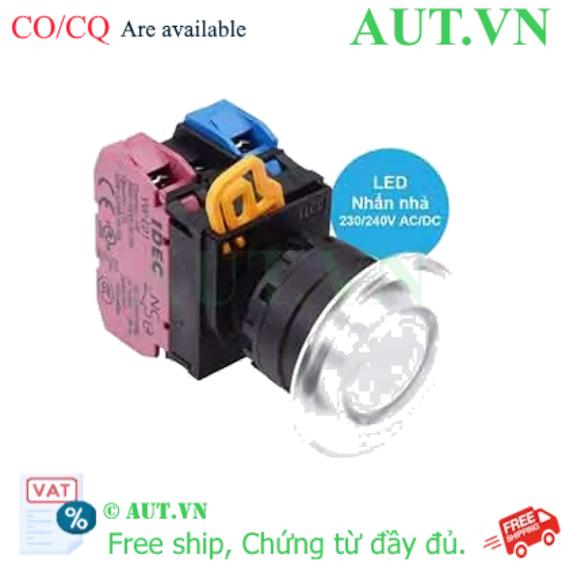 Ảnh của Nút nhấn nhả có đèn IDEC YW1L-M4E11QM3PW 220VAC D22 1NO+1NC (Trắng)