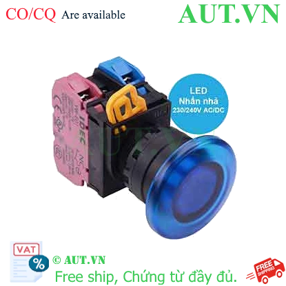 Ảnh của Nút nhấn nhả có đèn IDEC YW1L-M4E11QM3S 220VAC D22 1NO+1NC (Xanh)