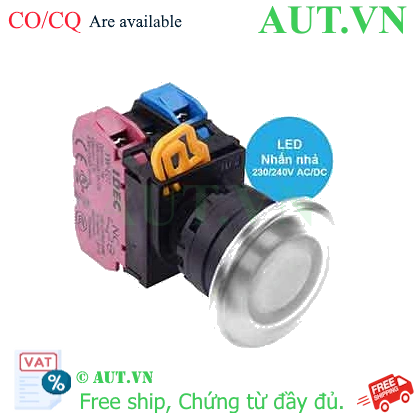 Ảnh của Nút nhấn nhả có đèn IDEC YW1L-M4E11QM3W 220VAC D22 1NO+1NC (Trắng)