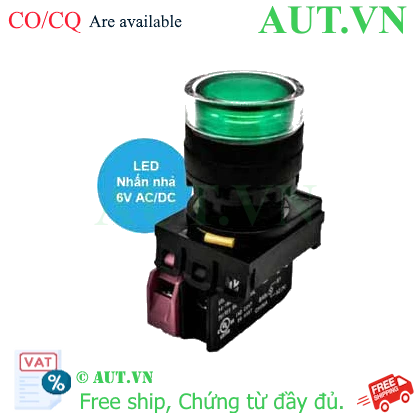 Ảnh của Nút nhấn nhả có đèn IDEC YW1L-MF2E01Q2G 6VAC/DC D22 1NC (Xanh)