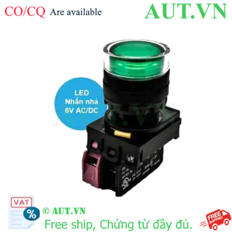 Ảnh của Nút nhấn nhả có đèn IDEC YW1L-MF2E01Q2G 6VAC/DC D22 1NC (Xanh)