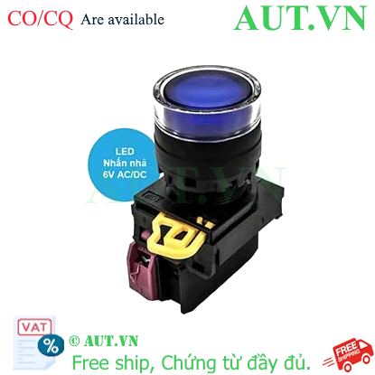 Ảnh của Nút nhấn nhả có đèn IDEC YW1L-MF2E01Q2S 6VAC/DC D22 1NC (Xanh)
