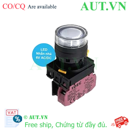 Ảnh của Nút nhấn nhả có đèn IDEC YW1L-MF2E01Q2W 6VAC/DC D22 1NC (Trắng)