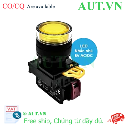 Ảnh của Nút nhấn nhả có đèn IDEC YW1L-MF2E01Q2Y 6VAC/DC D22 1NC (Vàng)