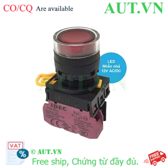 Ảnh của Nút nhấn nhả có đèn IDEC YW1L-MF2E01Q3R 12VAC/DC D22 1NC (Đỏ)