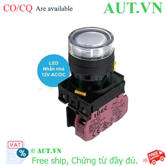 Ảnh của Nút nhấn nhả có đèn IDEC YW1L-MF2E01Q3W 12VAC/DC D22 1NC (Trắng)