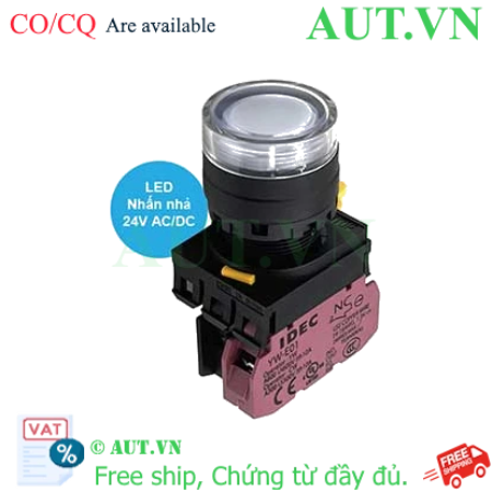 Ảnh của Nút nhấn nhả có đèn IDEC YW1L-MF2E01Q4W 24VAC/DC D22 1NC (Trắng)