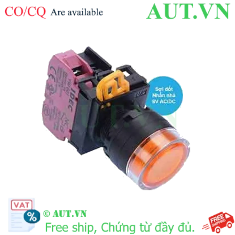 Ảnh của Nút nhấn nhả có đèn IDEC YW1L-MF2E01Q5A 6VAC/DC D22 1NC (Hổ phách)