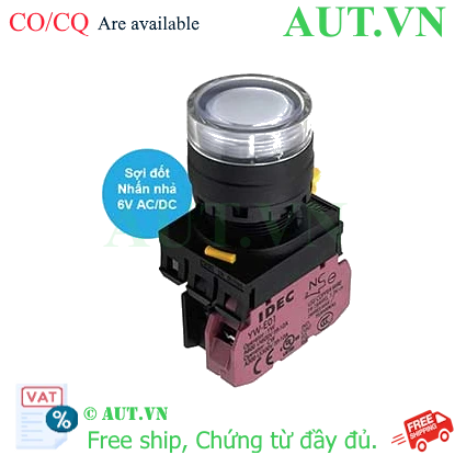 Ảnh của Nút nhấn nhả có đèn IDEC YW1L-MF2E01Q5W 6VAC/DC D22 1NC (Trắng)
