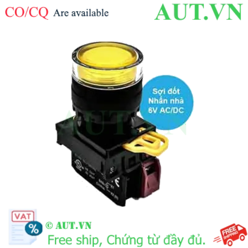 Ảnh của Nút nhấn nhả có đèn IDEC YW1L-MF2E01Q5Y 6VAC/DC D22 1NC (Vàng)