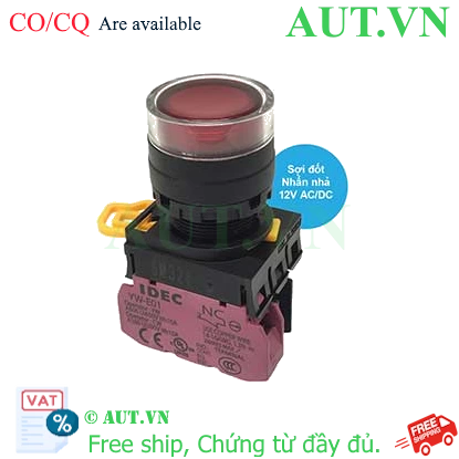 Ảnh của Nút nhấn nhả có đèn IDEC YW1L-MF2E01Q6R 12VAC/DC D22 1NC (Đỏ)