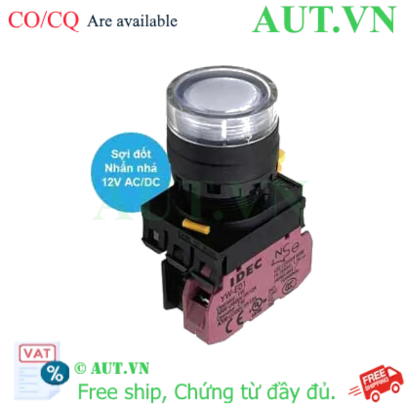Ảnh của Nút nhấn nhả có đèn IDEC YW1L-MF2E01Q6W 12VAC/DC D22 1NC (Trắng)