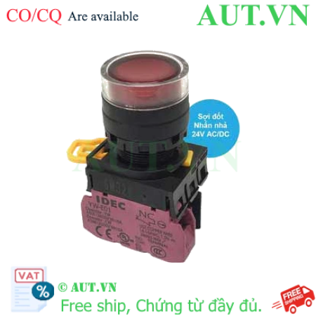 Ảnh của Nút nhấn nhả có đèn IDEC YW1L-MF2E01Q7R 24VAC/DC D22 1NC (Đỏ)