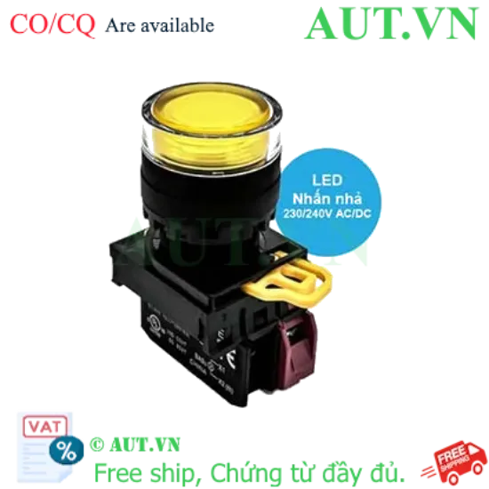 Ảnh của Nút nhấn nhả có đèn IDEC YW1L-MF2E01QM3Y 220VAC D22 1NC (Vàng)