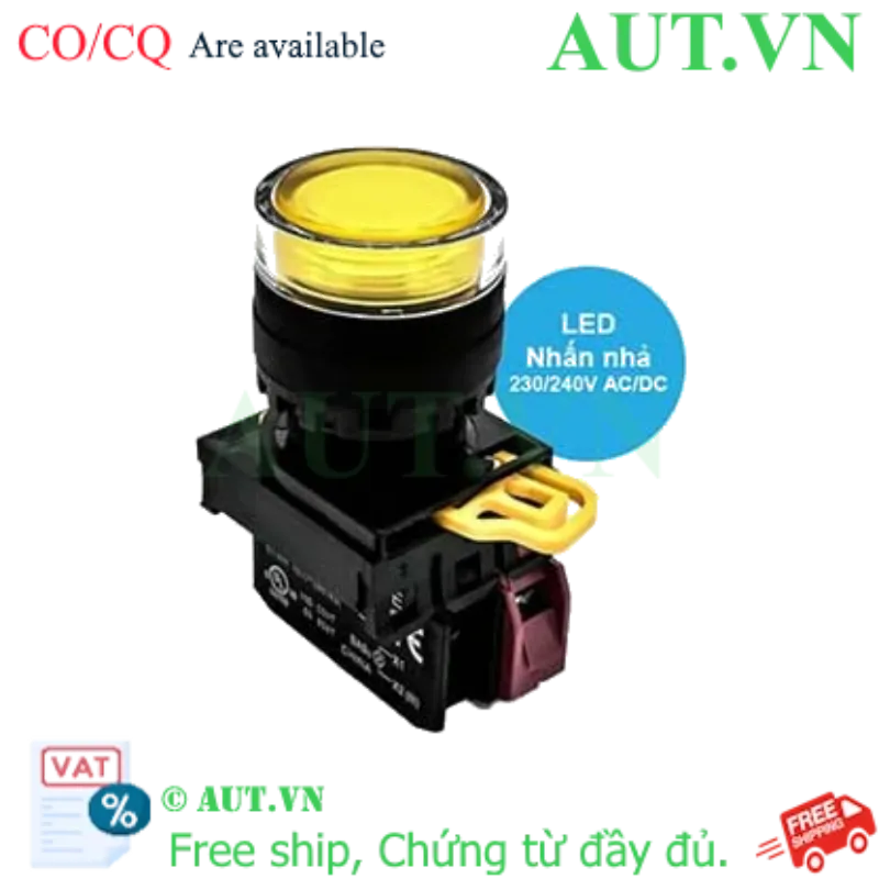 Ảnh của Nút nhấn nhả có đèn IDEC YW1L-MF2E01QM3Y 220VAC D22 1NC (Vàng)