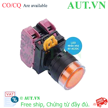 Ảnh của Nút nhấn nhả có đèn IDEC YW1L-MF2E02Q2A 6VAC/DC D22 2NC (Hổ phách)