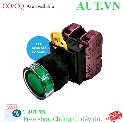 Ảnh của Nút nhấn nhả có đèn IDEC YW1L-MF2E02Q2G 6VAC/DC D22 2NC (Xanh)