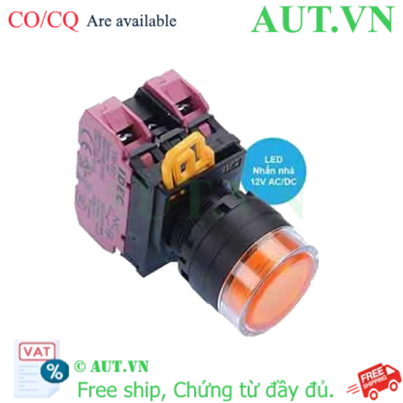 Ảnh của Nút nhấn nhả có đèn IDEC YW1L-MF2E02Q3A 12VAC/DC D22 2NC (Hổ phách)