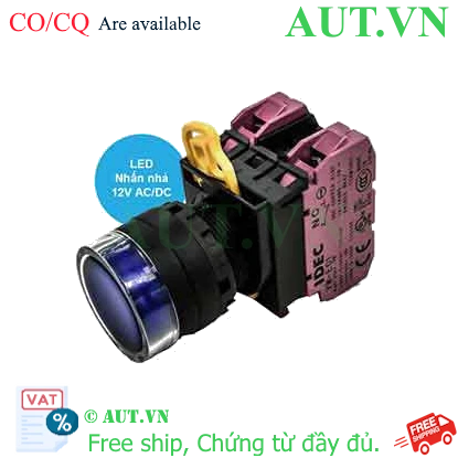 Ảnh của Nút nhấn nhả có đèn IDEC YW1L-MF2E02Q3S 12VAC/DC D22 2NC (Xanh)
