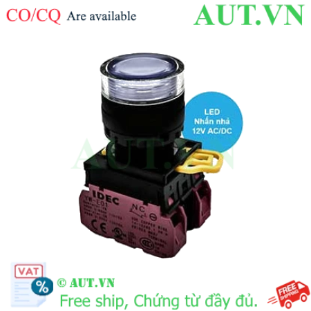 Ảnh của Nút nhấn nhả có đèn IDEC YW1L-MF2E02Q3W 12VAC/DC D22 2NC (Trắng)