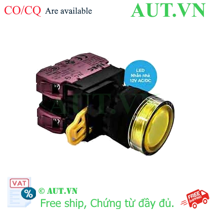 Ảnh của Nút nhấn nhả có đèn IDEC YW1L-MF2E02Q3Y 12VAC/DC D22 2NC (Vàng)