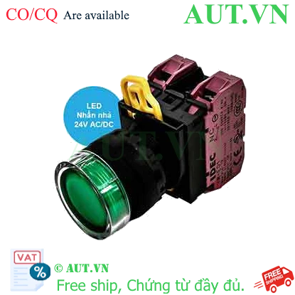 Ảnh của Nút nhấn nhả có đèn IDEC YW1L-MF2E02Q4G 24VAC/DC D22 2NC (Xanh)