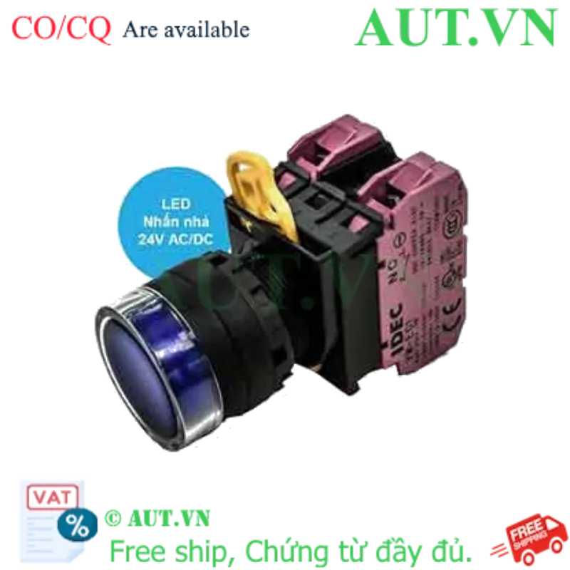 Ảnh của Nút nhấn nhả có đèn IDEC YW1L-MF2E02Q4S 24VAC/DC D22 2NC (Xanh)