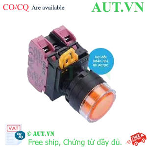 Ảnh của Nút nhấn nhả có đèn IDEC YW1L-MF2E02Q5A 6VAC/DC D22 2NC (Hổ phách)