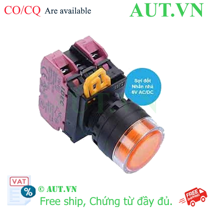 Ảnh của Nút nhấn nhả có đèn IDEC YW1L-MF2E02Q5A 6VAC/DC D22 2NC (Hổ phách)