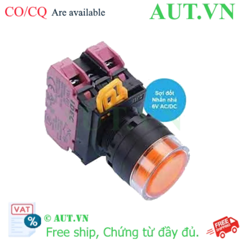Ảnh của Nút nhấn nhả có đèn IDEC YW1L-MF2E02Q5A 6VAC/DC D22 2NC (Hổ phách)
