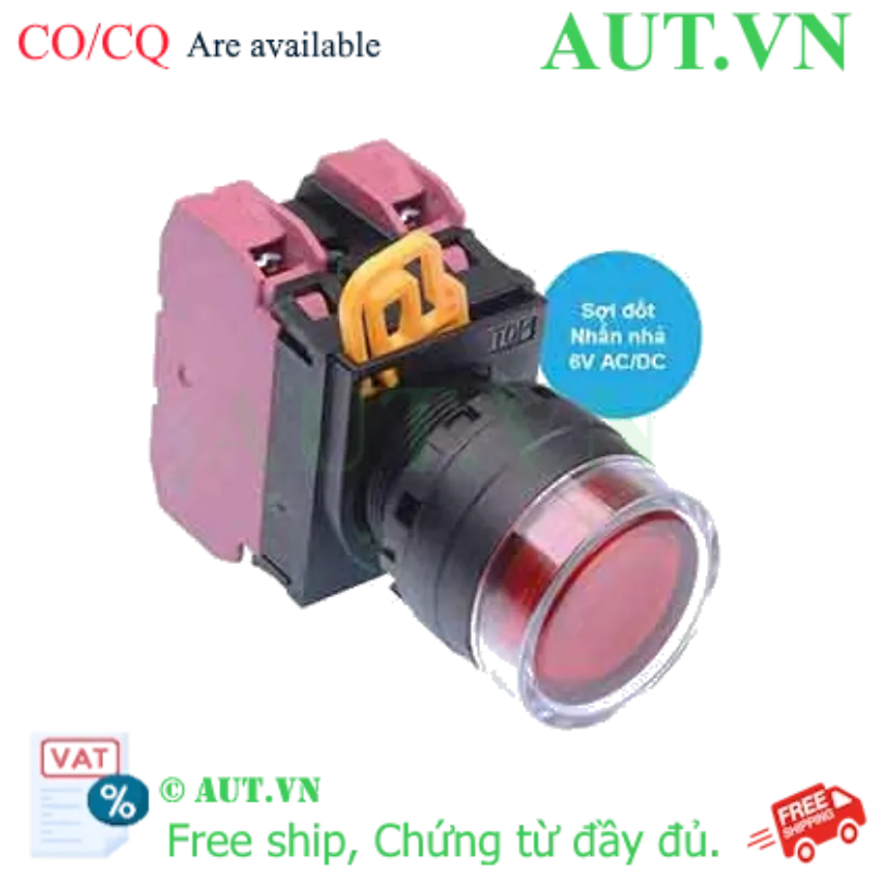 Ảnh của Nút nhấn nhả có đèn IDEC YW1L-MF2E02Q5R 6VAC/DC D22 2NC (Đỏ)