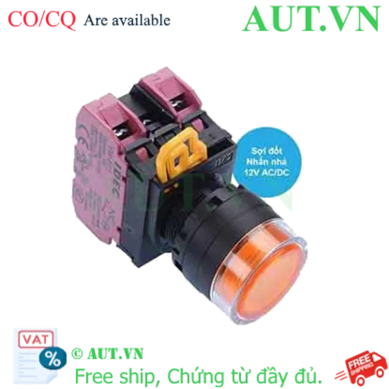 Ảnh của Nút nhấn nhả có đèn IDEC YW1L-MF2E02Q6A 12VAC/DC D22 2NC (Hổ phách)