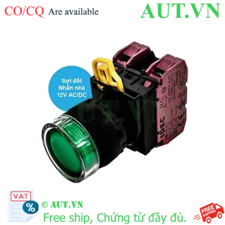 Ảnh của Nút nhấn nhả có đèn IDEC YW1L-MF2E02Q6G 12VAC/DC D22 2NC (Xanh)