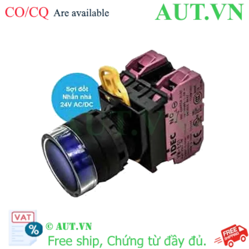 Ảnh của Nút nhấn nhả có đèn IDEC YW1L-MF2E02Q7S 24VAC/DC D22 2NC (Xanh)