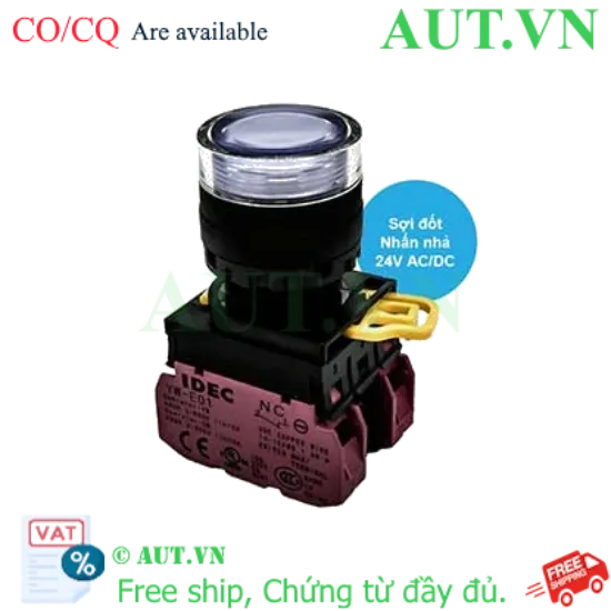 Ảnh của Nút nhấn nhả có đèn IDEC YW1L-MF2E02Q7W 24VAC/DC D22 2NC (Trắng)