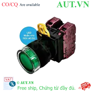 Ảnh của Nút nhấn nhả có đèn IDEC YW1L-MF2E02QHG 110VAC D22 2NC (Xanh)