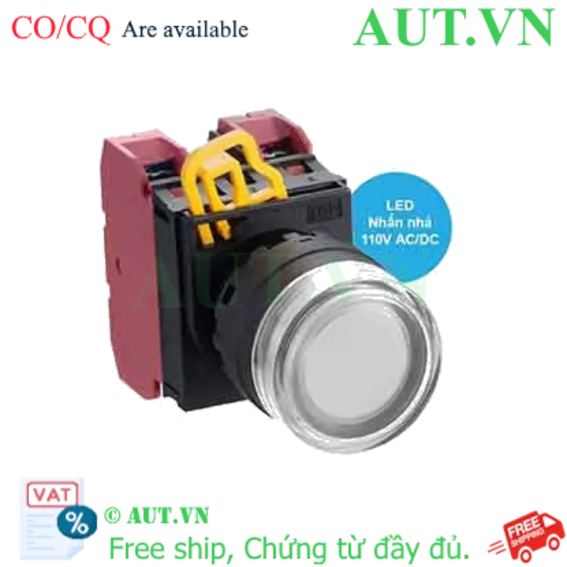 Ảnh của Nút nhấn nhả có đèn IDEC YW1L-MF2E02QHPW 110VAC D22 2NC (Trắng)